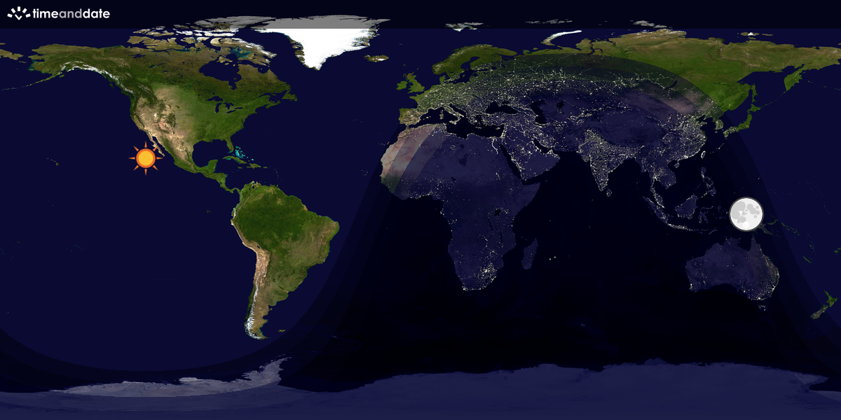 Verdenskart som viser dag og natt 
