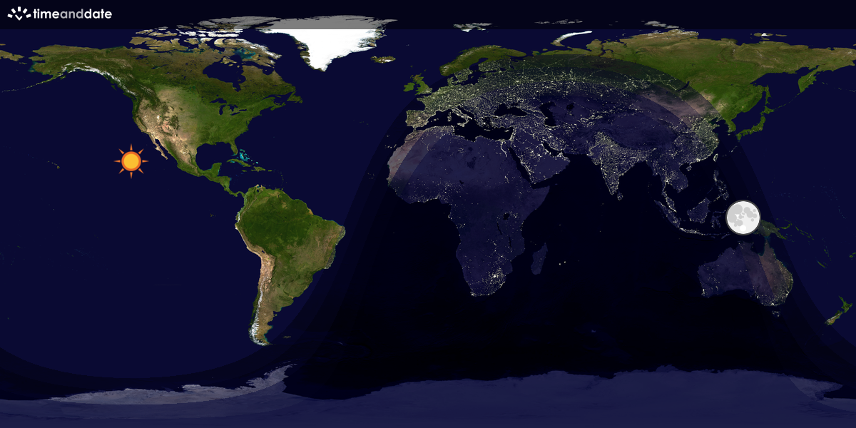 Verdenskart som viser dag og natt 