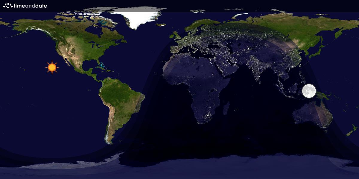 Verdenskart som viser dag og natt 