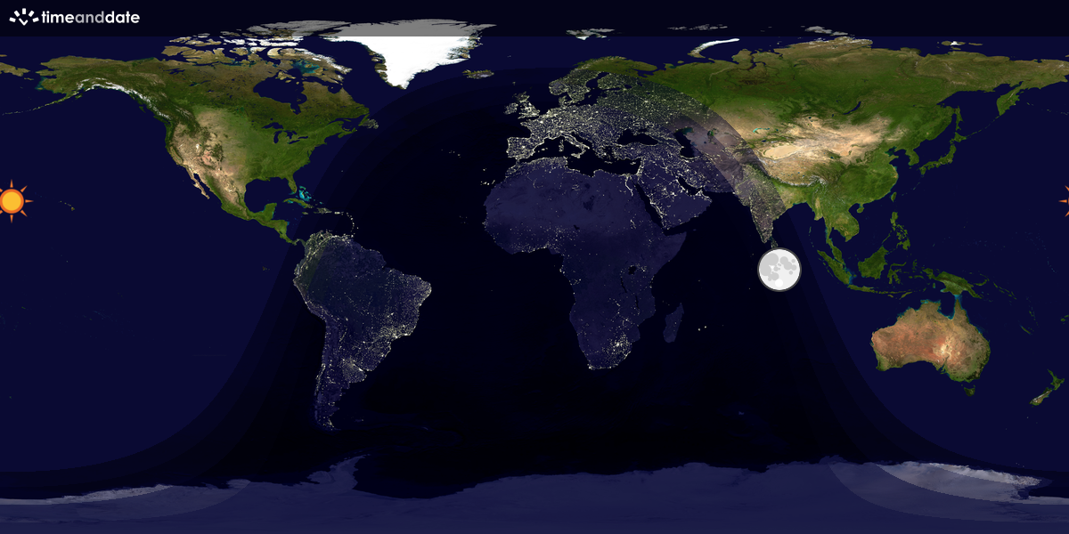 Verdenskart som viser dag og natt 