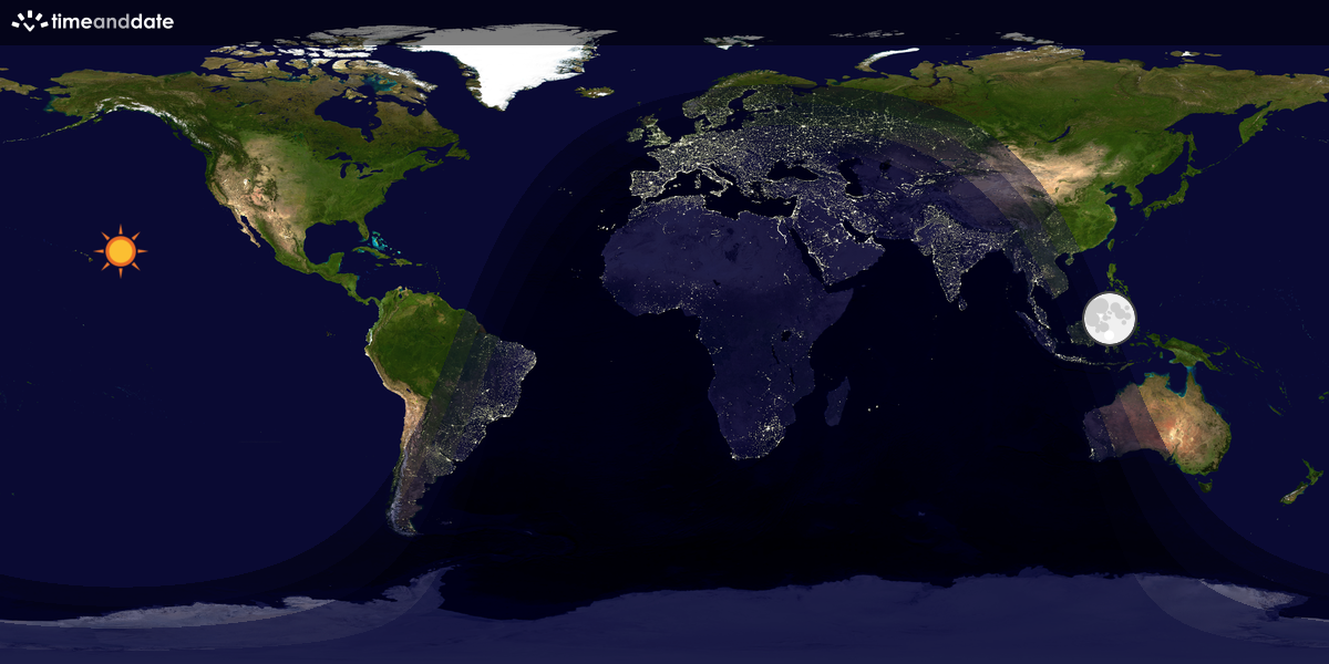 Verdenskart som viser dag og natt 
