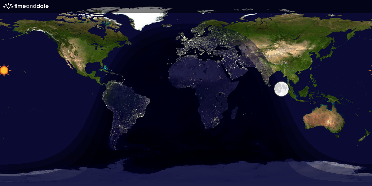 Verdenskart som viser dag og natt 