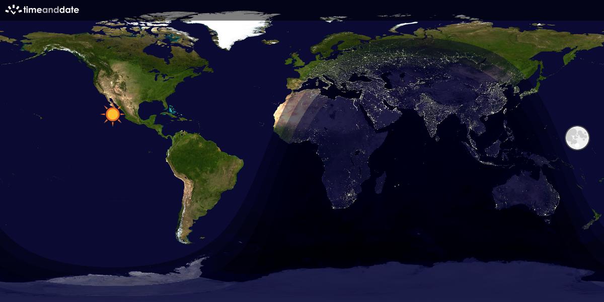 Verdenskart som viser dag og natt 