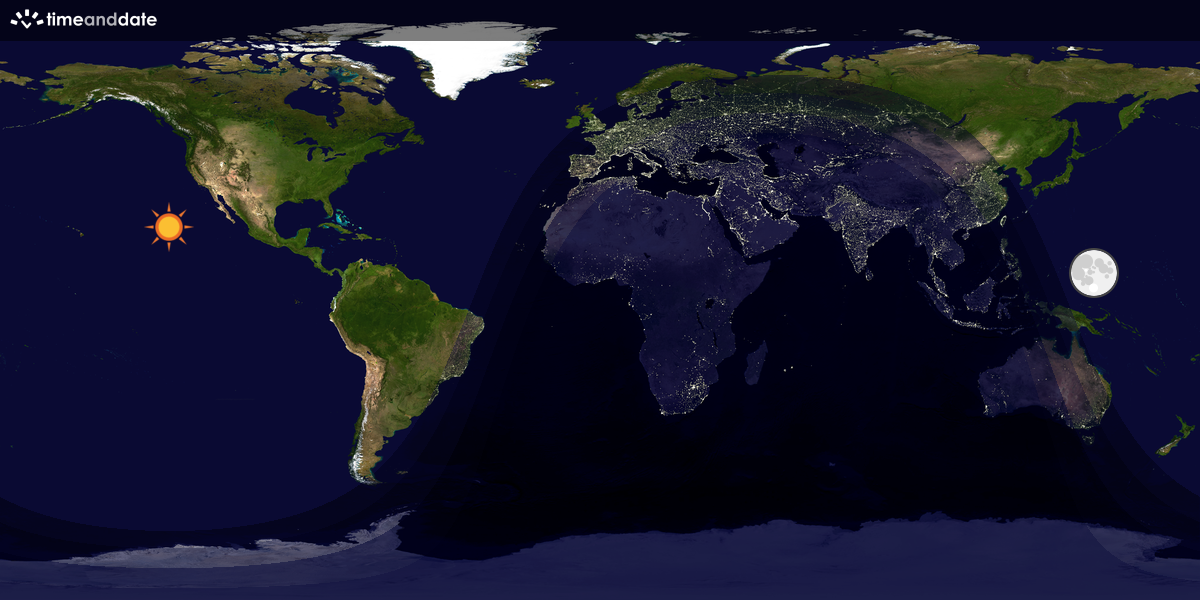 Verdenskart som viser dag og natt 