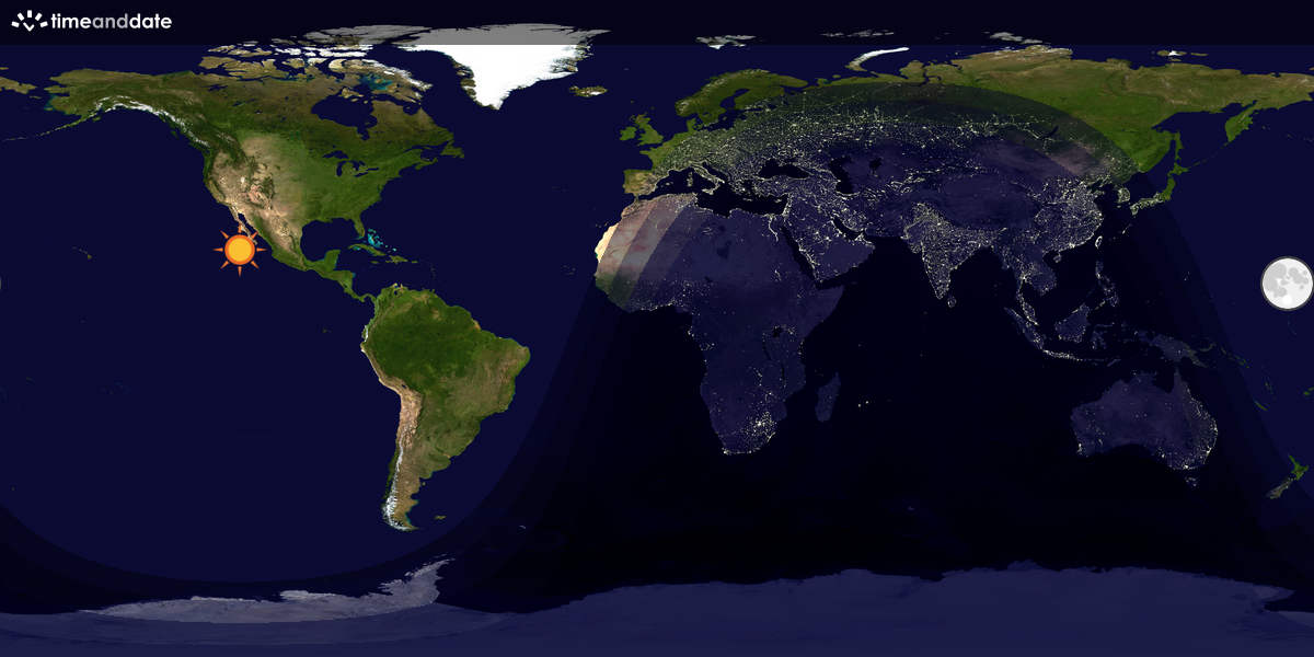 Verdenskart som viser dag og natt 