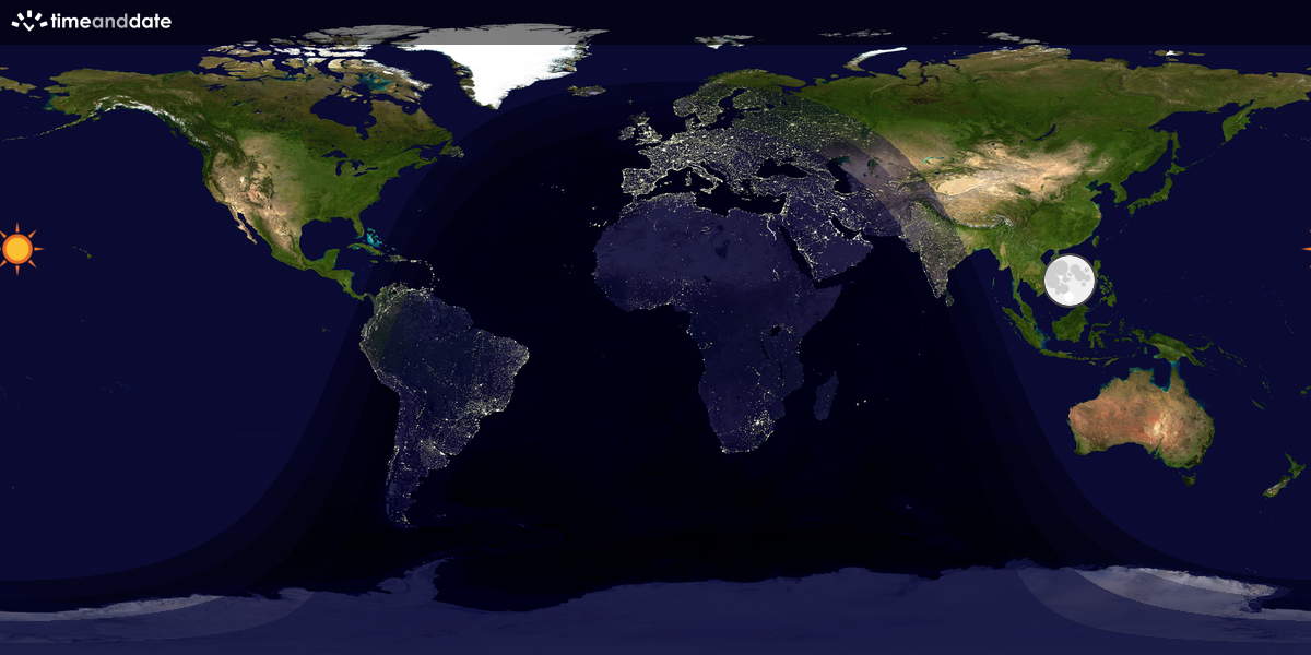 Verdenskart som viser dag og natt 