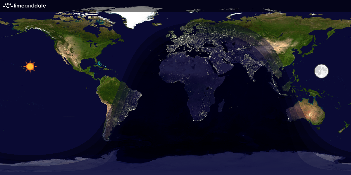 Verdenskart som viser dag og natt 