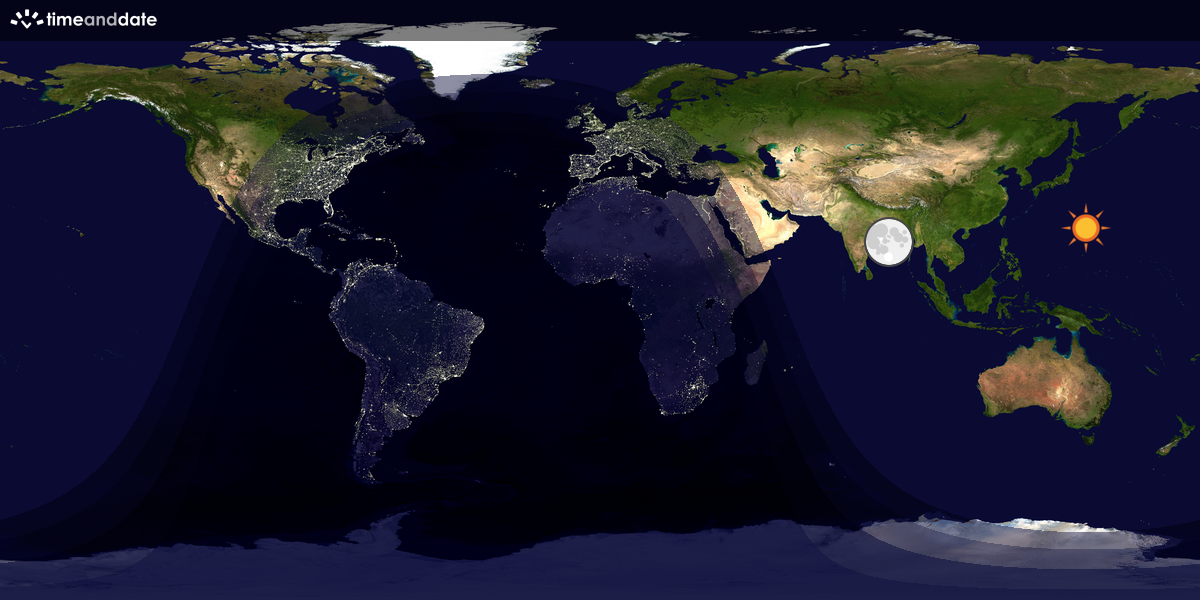 Verdenskart som viser dag og natt 