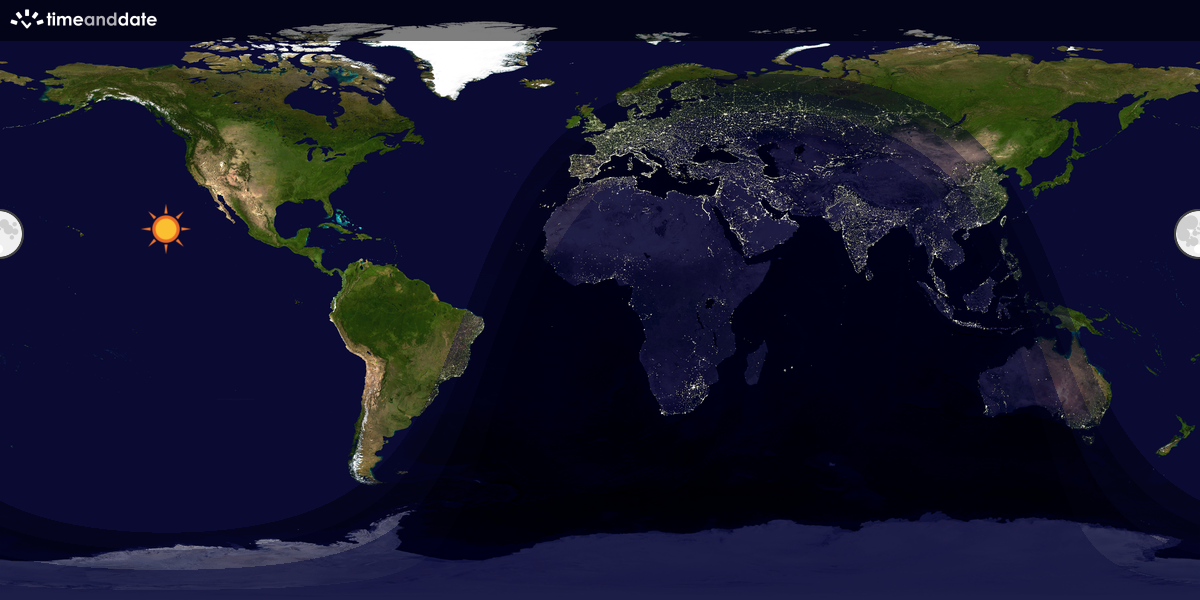 Verdenskart som viser dag og natt 