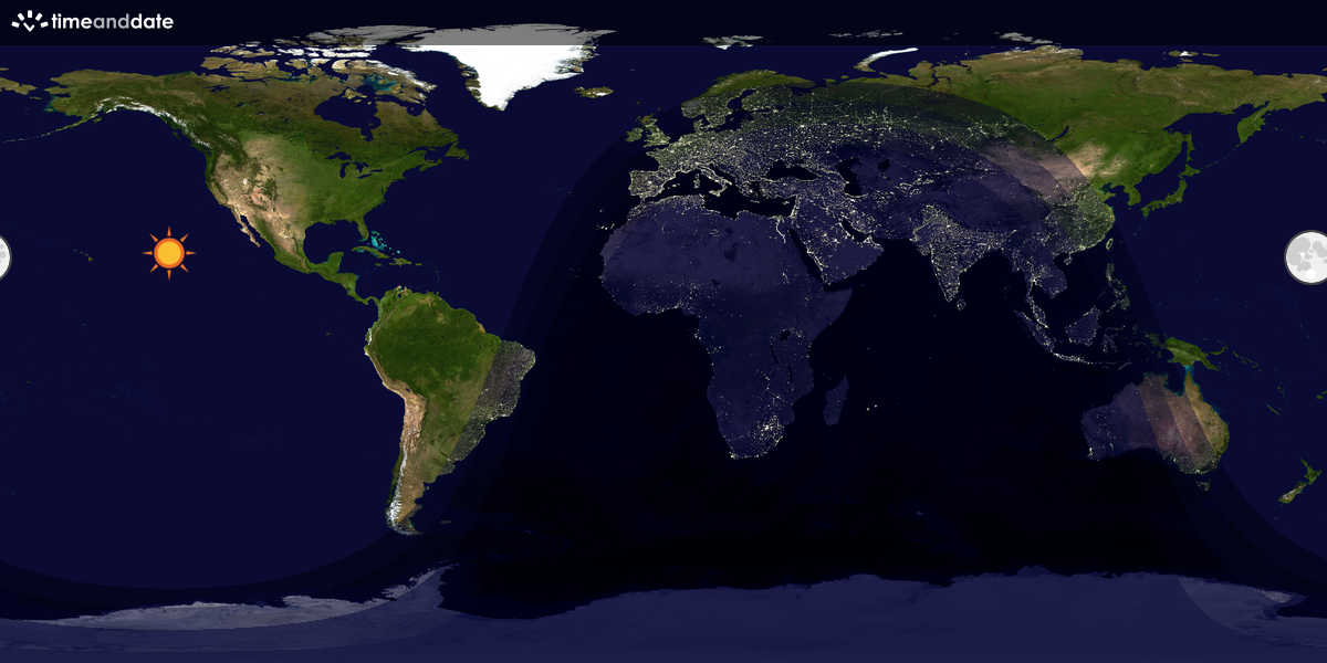 Verdenskart som viser dag og natt 