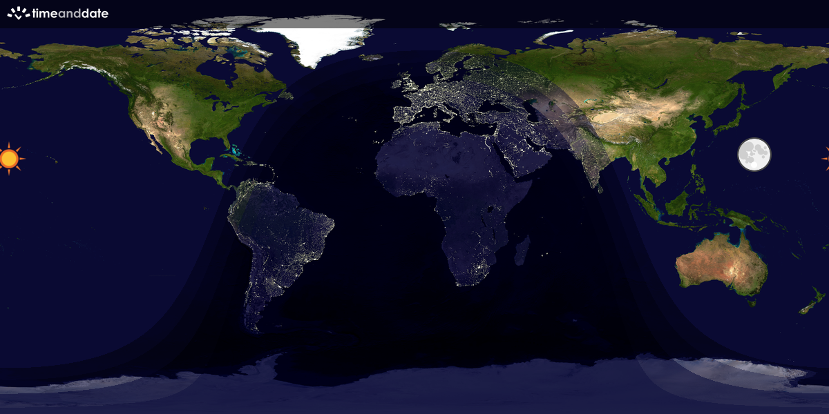 Verdenskart som viser dag og natt 