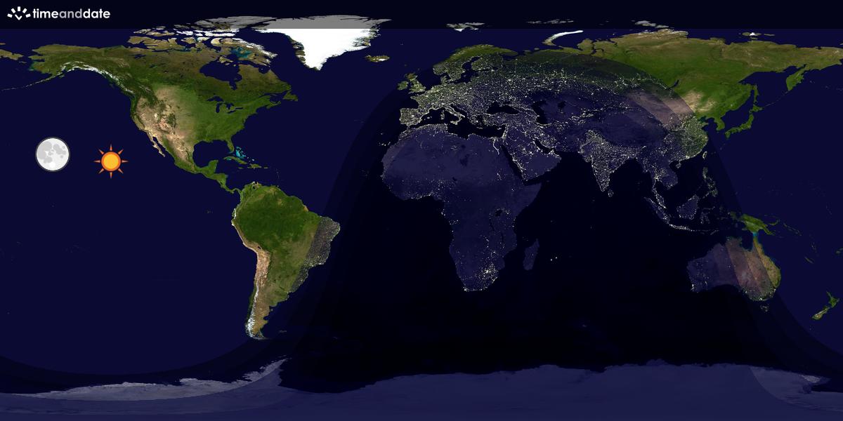 Verdenskart som viser dag og natt 