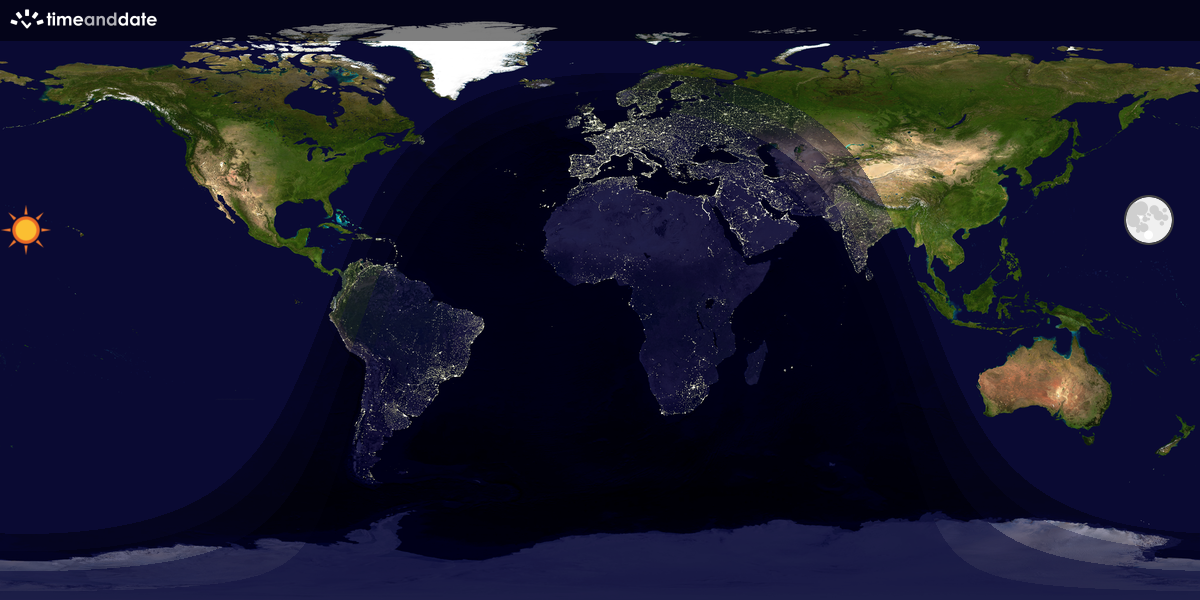 Verdenskart som viser dag og natt 