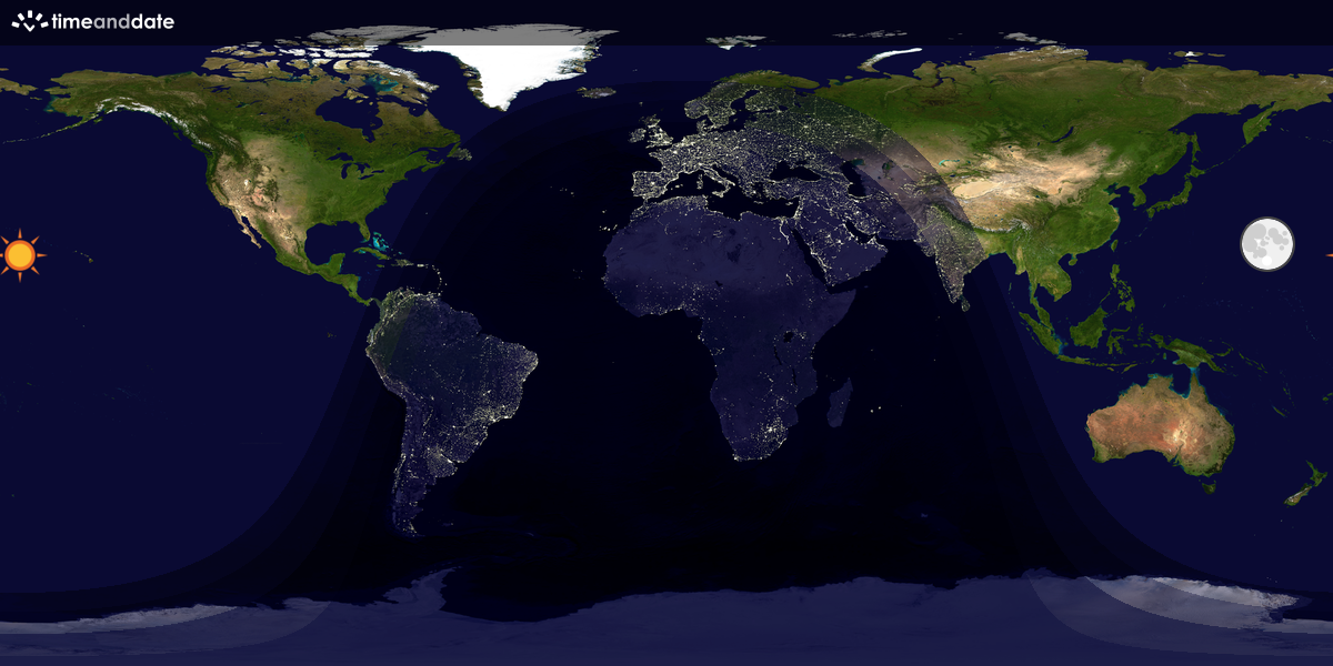 Verdenskart som viser dag og natt 