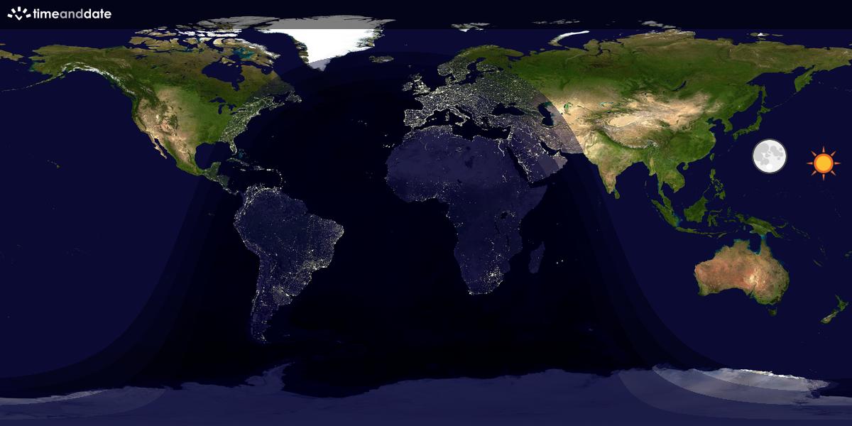 Verdenskart som viser dag og natt 