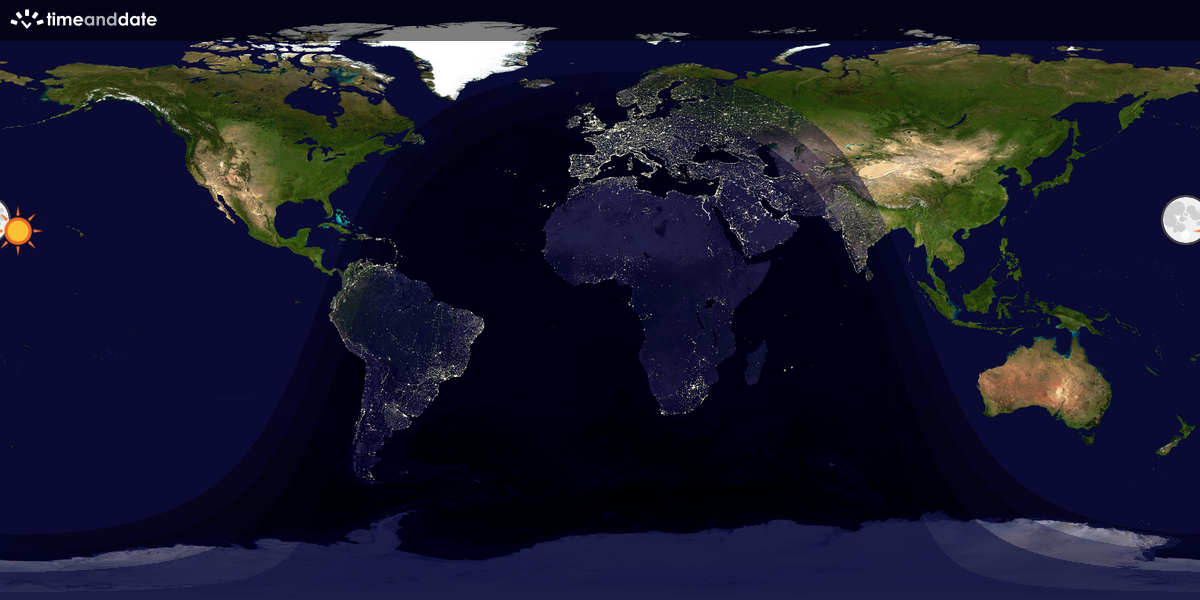 Verdenskart som viser dag og natt 