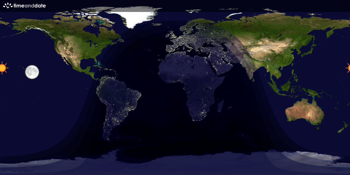 Verdenskart som viser dag og natt 