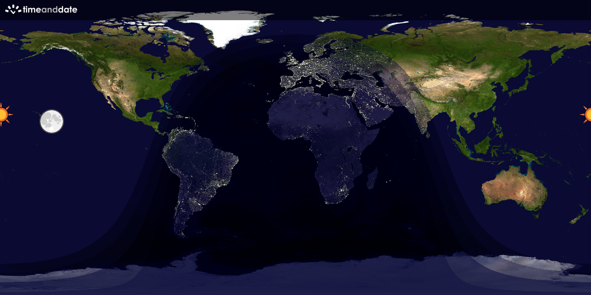 Verdenskart som viser dag og natt 