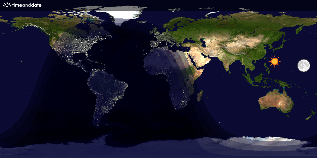 Verdenskart som viser dag og natt 