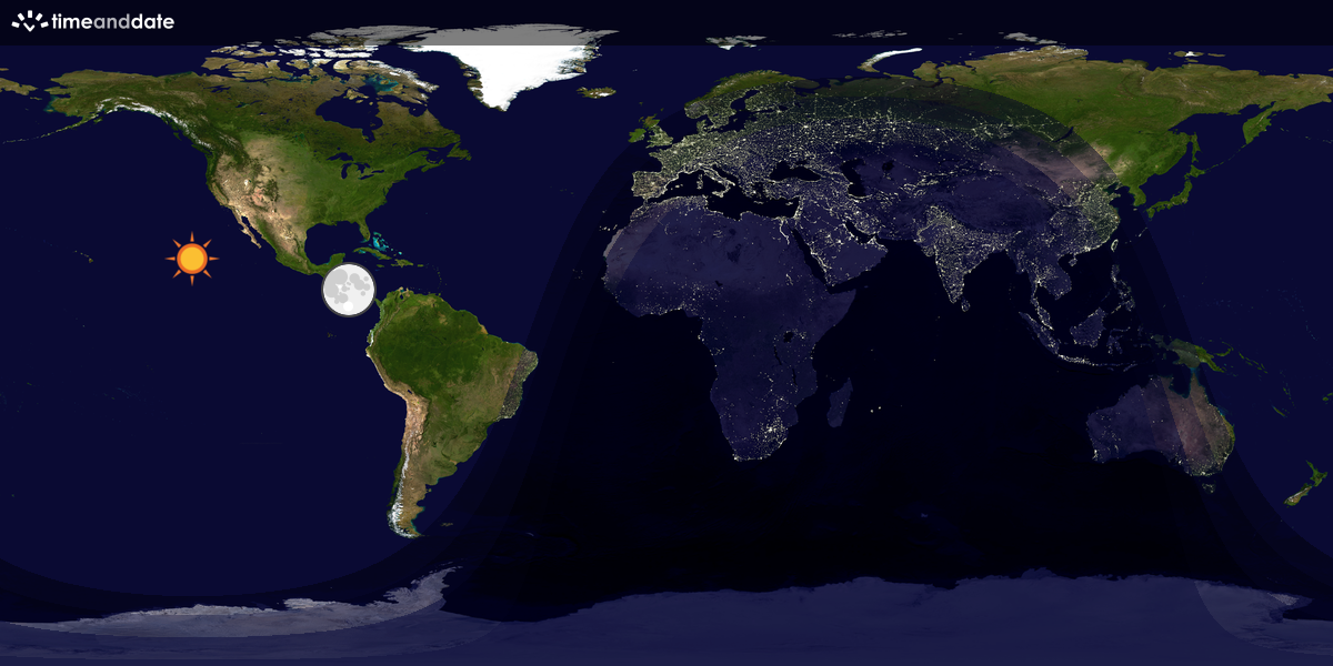 Verdenskart som viser dag og natt 