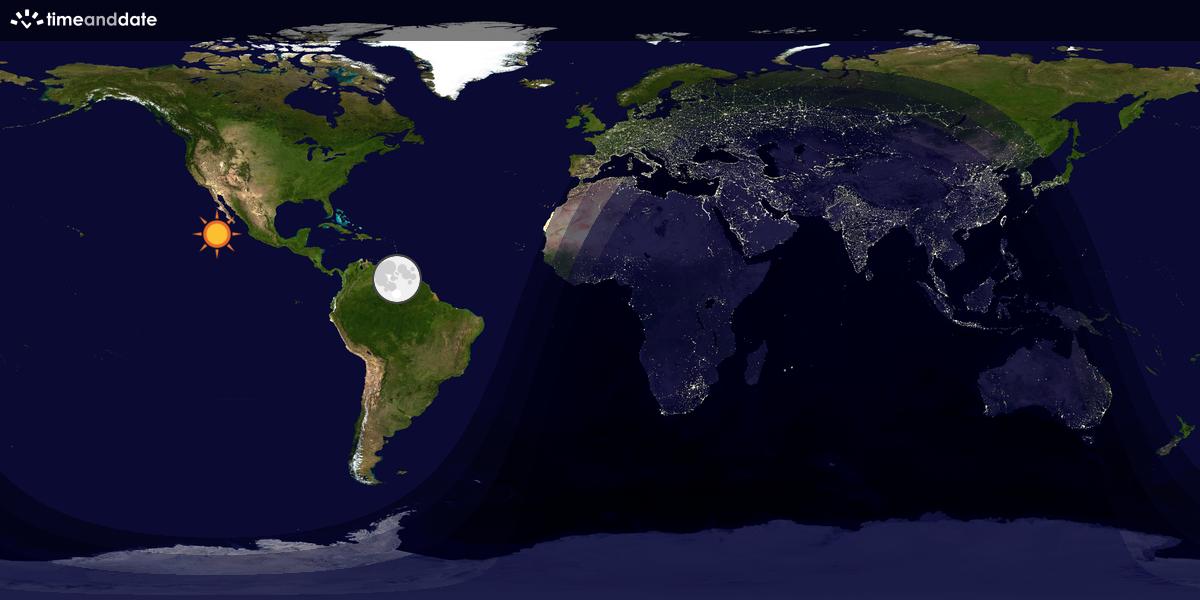 Verdenskart som viser dag og natt 