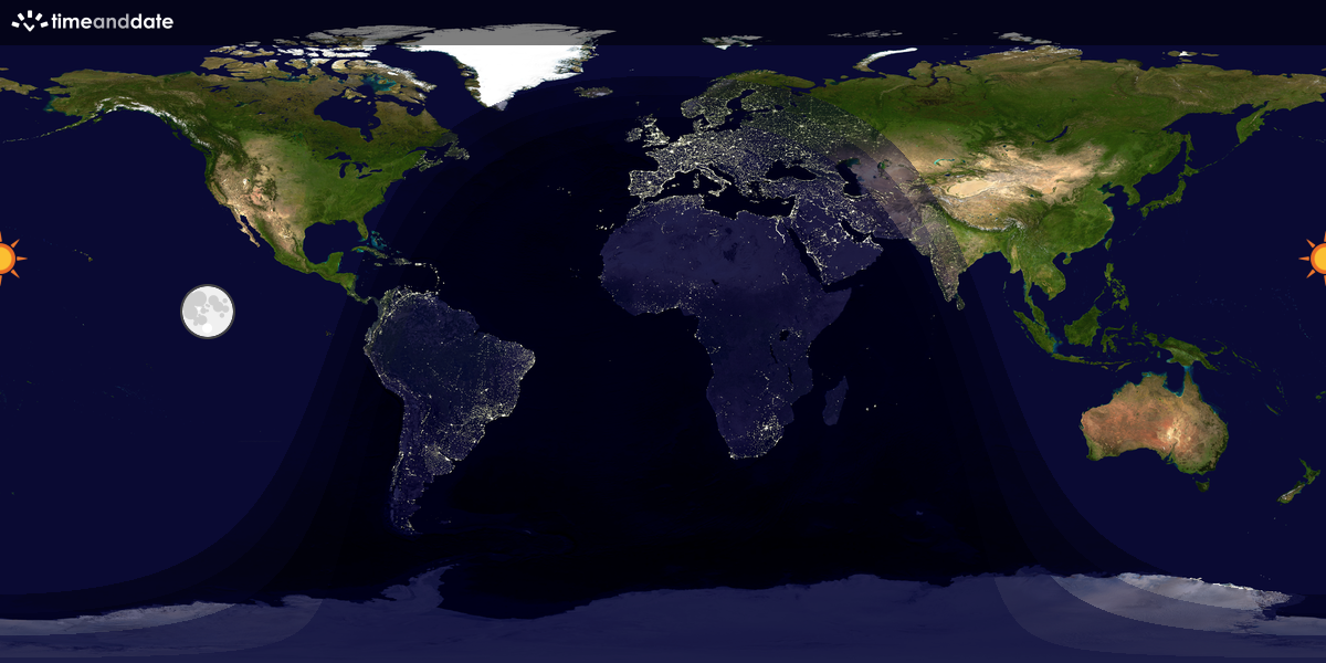 Verdenskart som viser dag og natt 