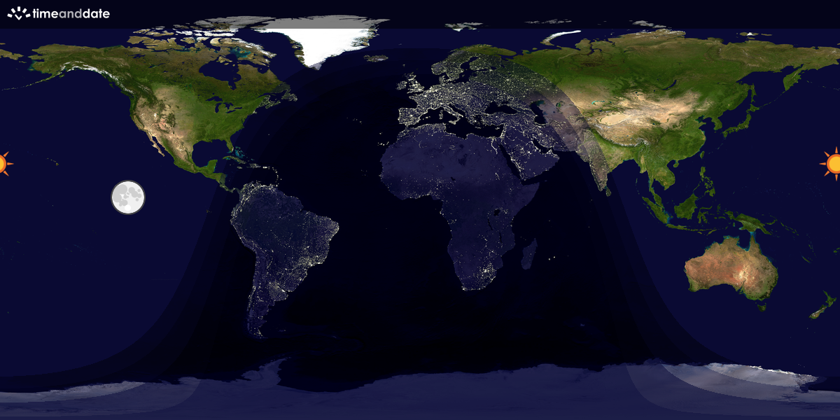 Verdenskart som viser dag og natt 