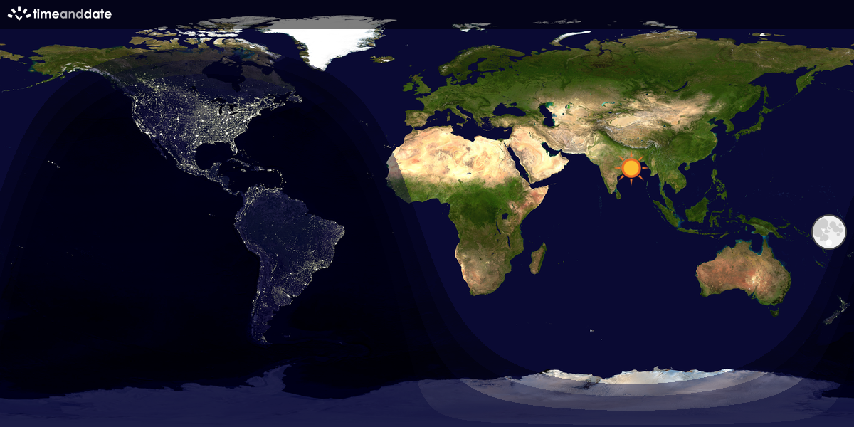 Verdenskart som viser dag og natt 