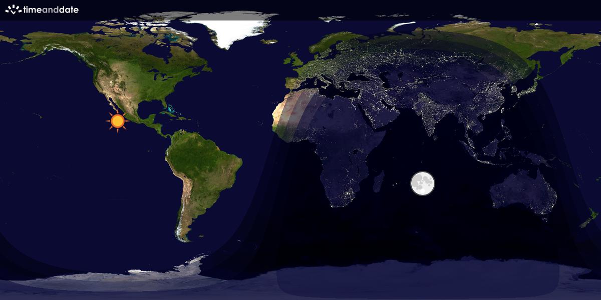 Verdenskart som viser dag og natt 