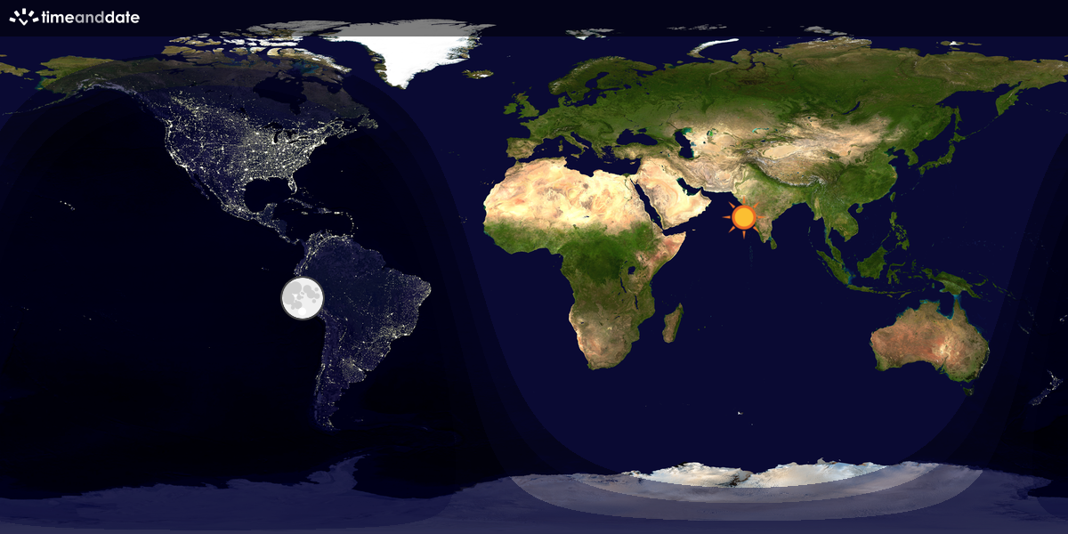 Verdenskart som viser dag og natt 