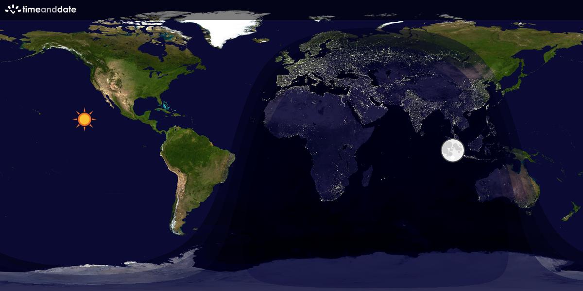 Verdenskart som viser dag og natt 