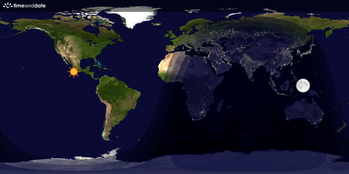 Verdenskart som viser dag og natt 