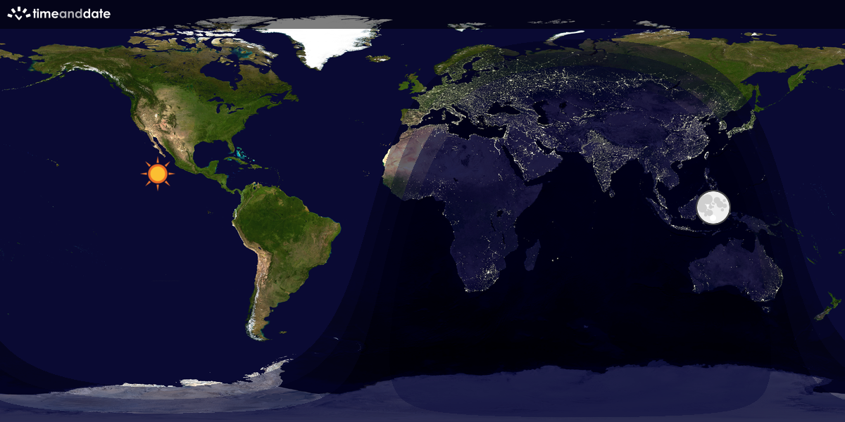 Verdenskart som viser dag og natt 