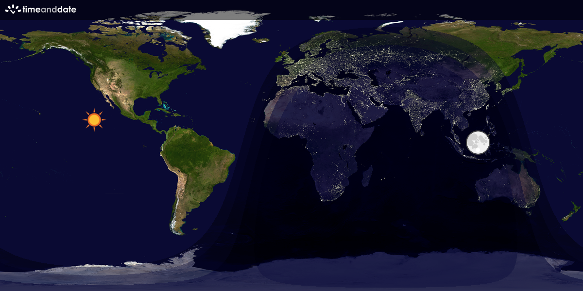 Verdenskart som viser dag og natt 