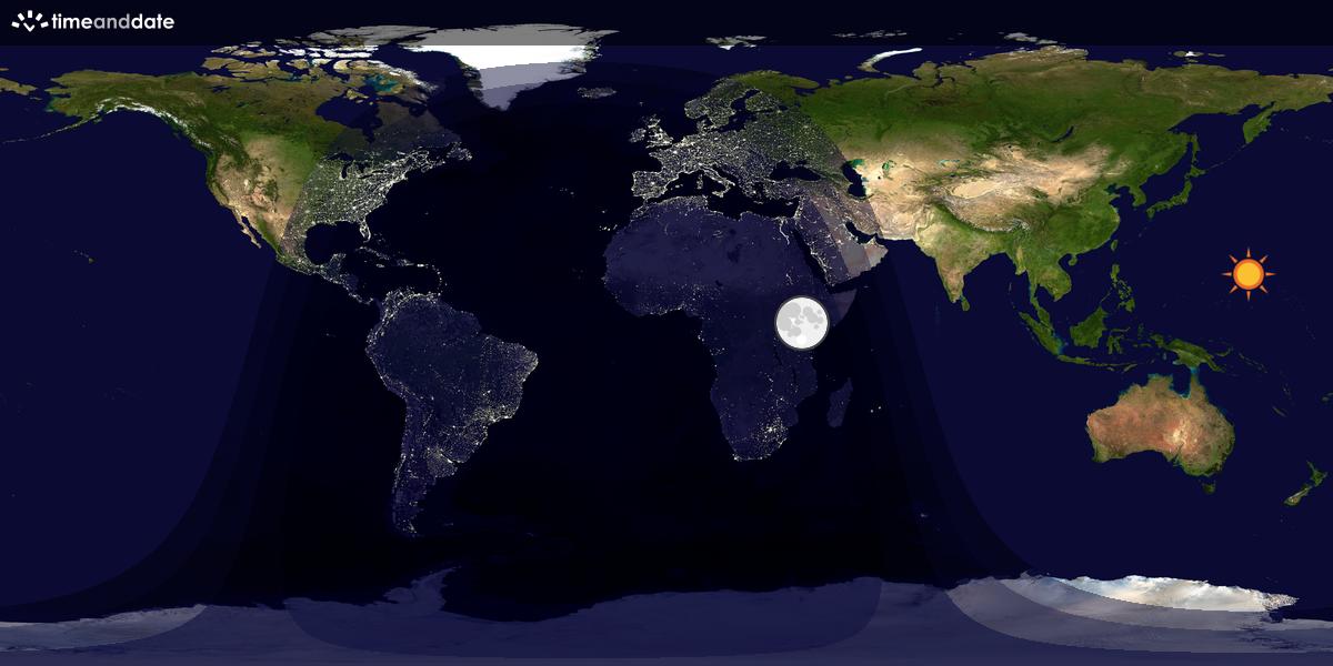 Verdenskart som viser dag og natt 