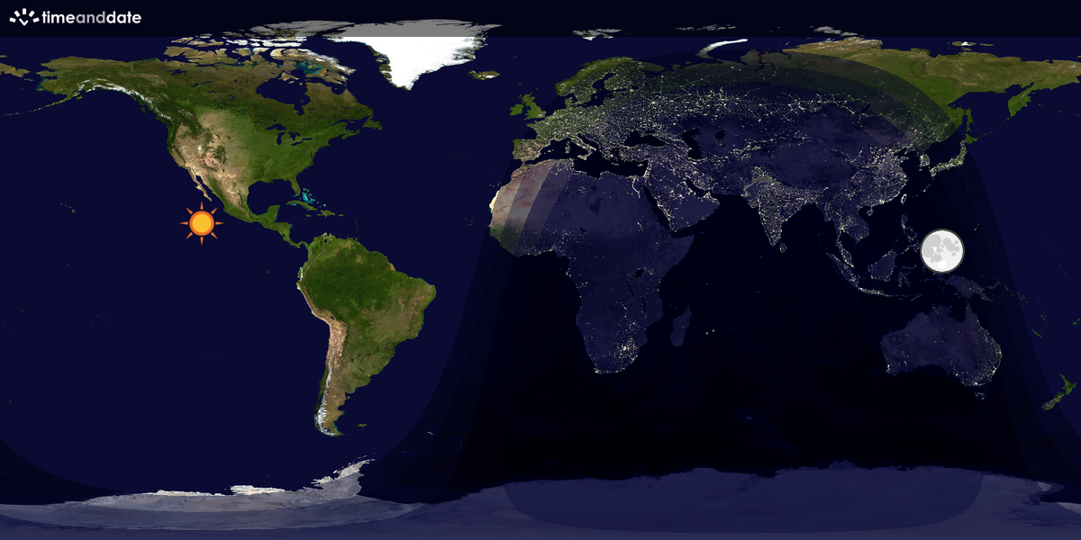 Verdenskart som viser dag og natt 