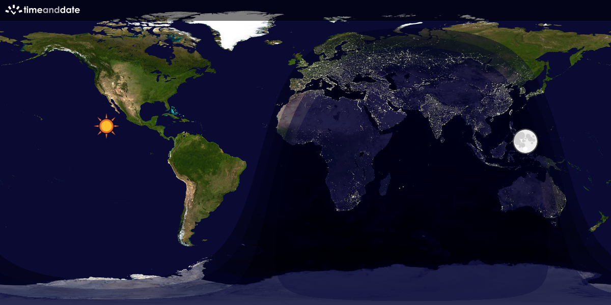 Verdenskart som viser dag og natt 