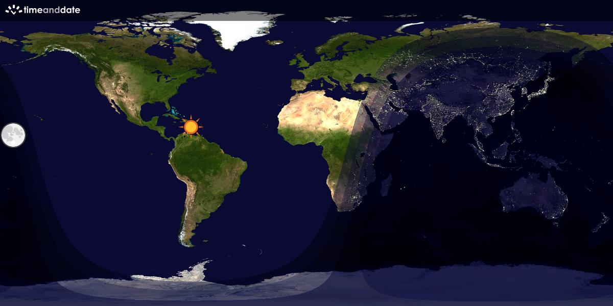 Verdenskart som viser dag og natt 