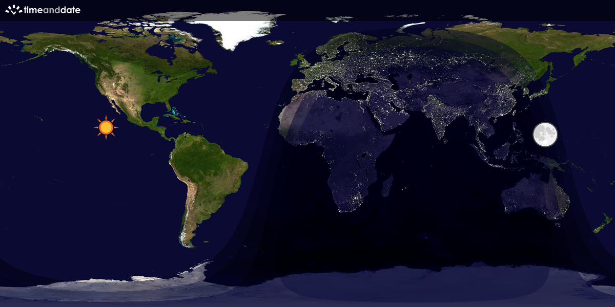 Verdenskart som viser dag og natt 