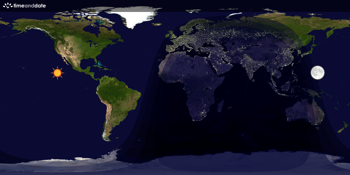 Verdenskart som viser dag og natt 