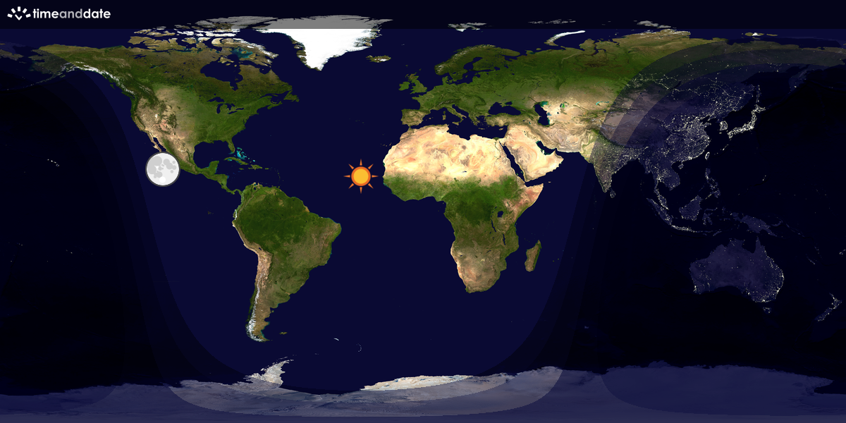 Verdenskart som viser dag og natt 