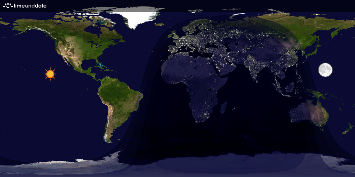 Verdenskart som viser dag og natt 