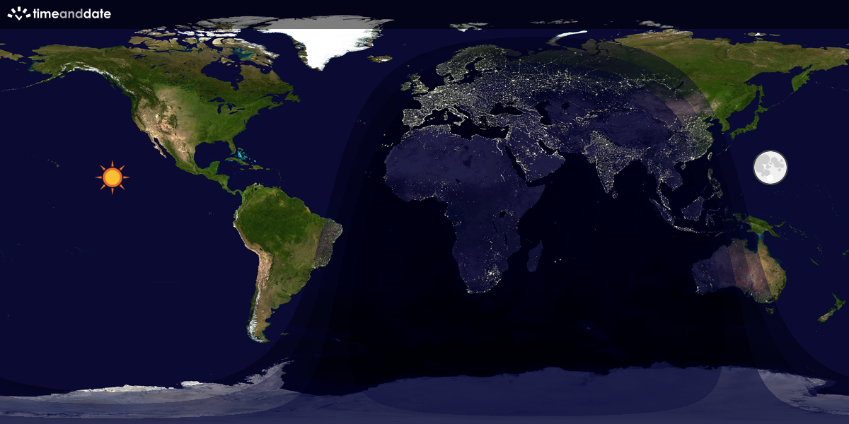 Verdenskart som viser dag og natt 