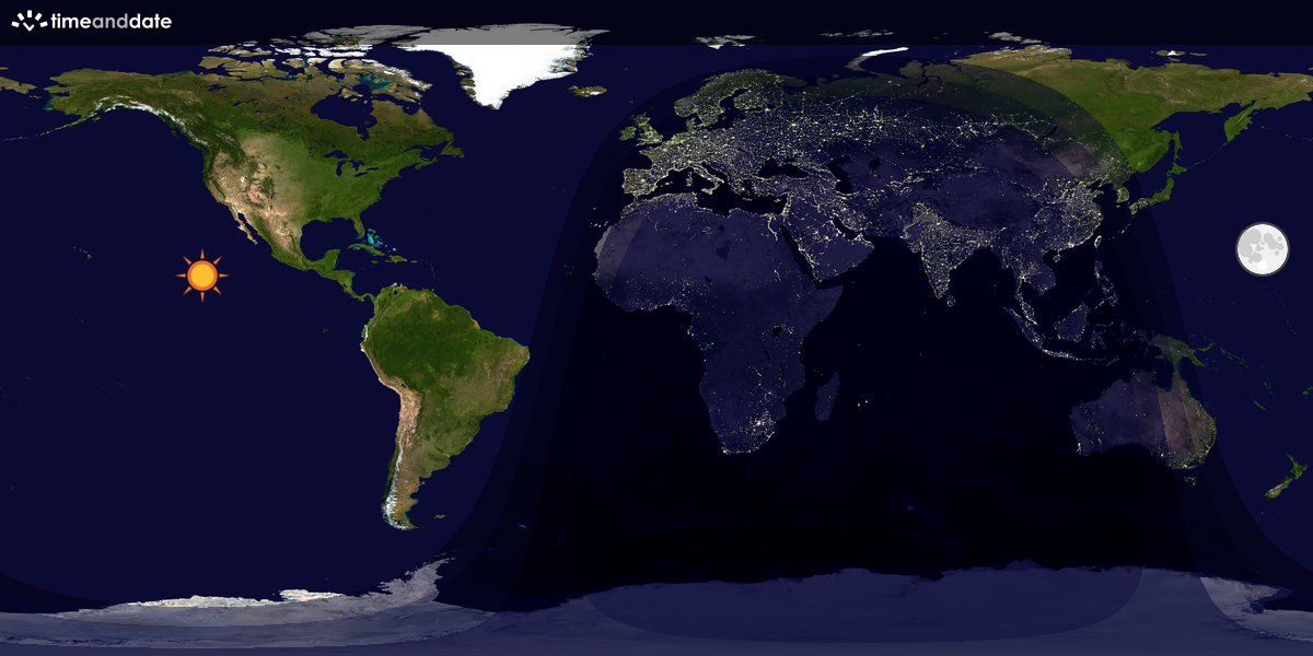 Verdenskart som viser dag og natt 