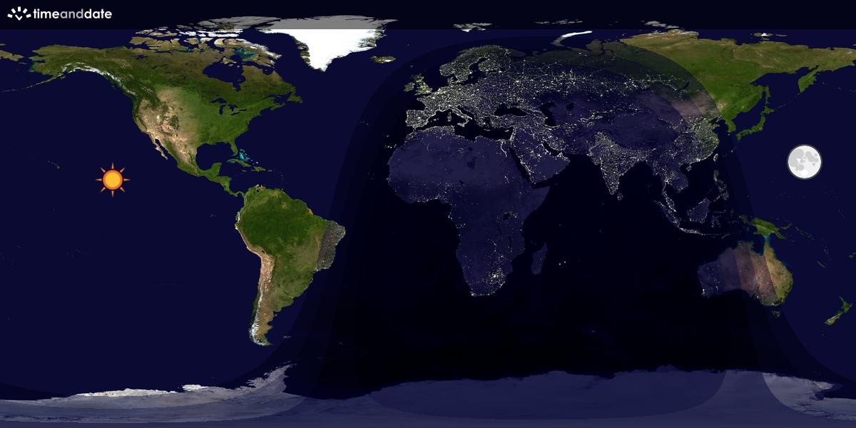 Verdenskart som viser dag og natt 