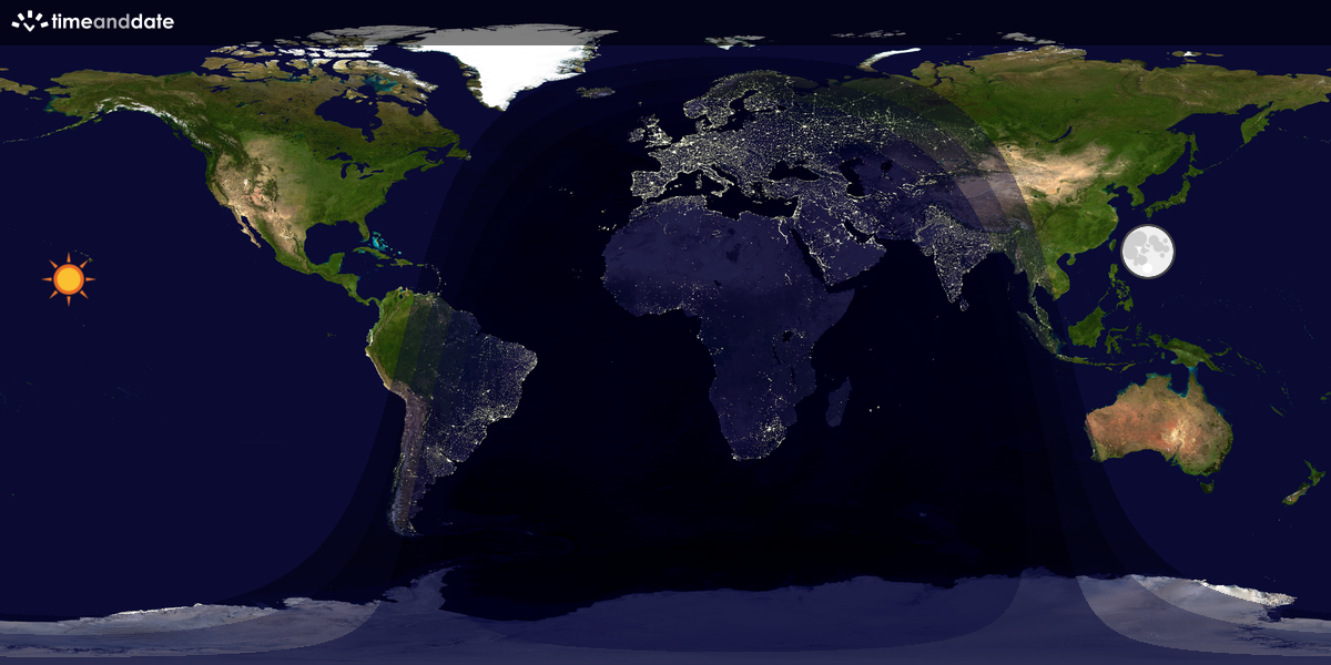 Verdenskart som viser dag og natt 