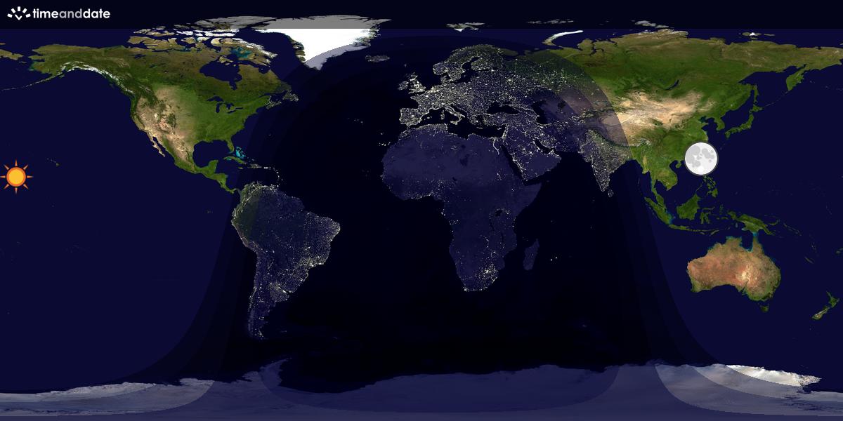 Verdenskart som viser dag og natt 