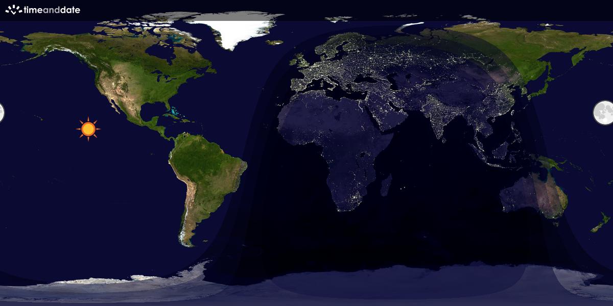 Verdenskart som viser dag og natt 