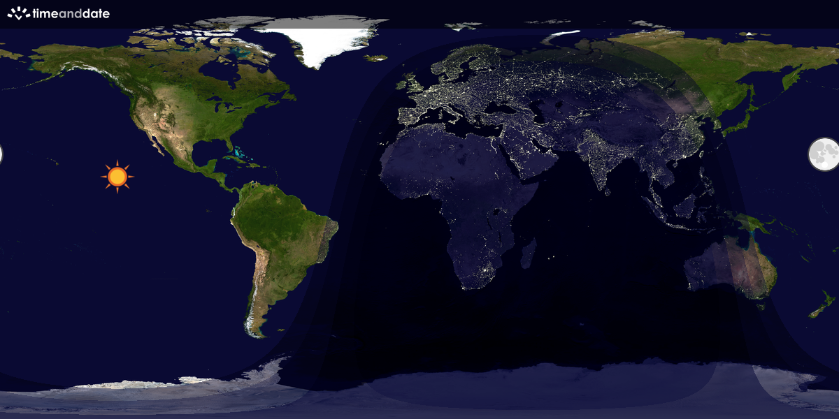 Verdenskart som viser dag og natt 