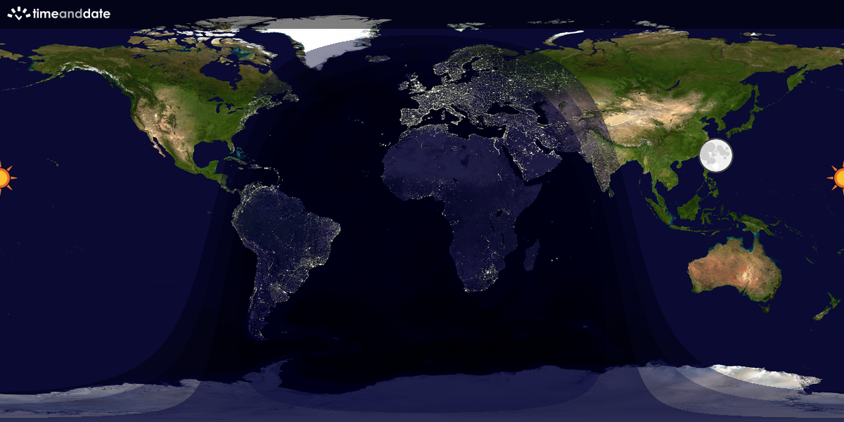 Verdenskart som viser dag og natt 